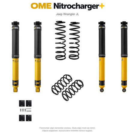 Zestaw zawieszenia OME Nitrocharger+ – Jeep Wrangler JL 2-drzwiowy 3.6 V6, 50 mm, przód z cięższym osprzętem, stałe 150 kg z tyłu