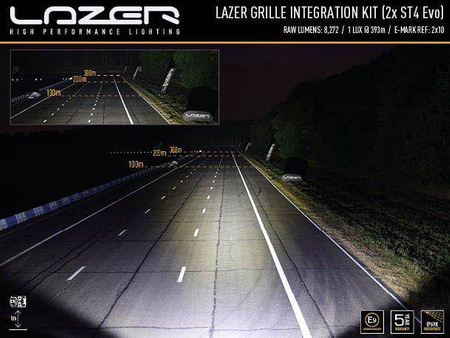 Zestaw dwóch lamp LAZER ST4 EVO z systemem montażu w fabrycznym grillu - Mercedes-Benz Vito (2020 -)