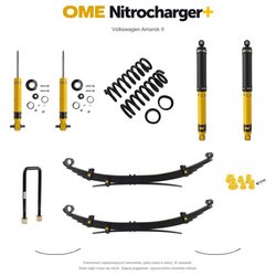 Zestaw zawieszenia OME Nitrocharger+ – Volkswagen Amarok II, 20/40 mm, duże stałe obciążenie tyłu, dodatkowe pióra, resory wielopiórowe, standardowe tłumienie przodu, czujnik świateł