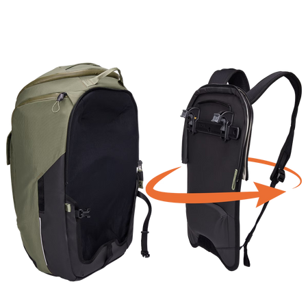 Hybrydowa sakwa rowerowa i plecak Thule Paramount 26L - zielona soft green