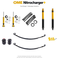 Zestaw zawieszenia OME Nitrocharger+ – Ford Ranger 2022+, lift 20/40 mm, stałe 300 kg z tyłu, resory paraboliczne z poduszkami, alternatywne amortyzatory przednie / Volkswagen Amarok II