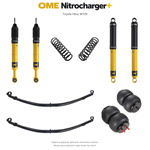 Zawieszenie OME Nitrocharger+ Toyota Hilux Travo MY26 20/50 mm – stałe 600 kg z tyłu, bez osprzętu lub lekki zderzak, paraboliczne + poduszki – bez dystansu przewodów hamulcowych