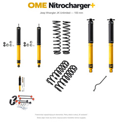 Zestaw zawieszenia OME Nitrocharger+ – Jeep Wrangler JK Unlimited V6 benzynowy 2006–2008 LHD, 100 mm, stałe 300 kg z tyłu, terenowy