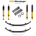 Zawieszenie OME Nitrocharger+ Toyota Hilux Travo MY26 20–40/50 mm – stałe 300 kg z tyłu, wielopiórowe – bez dystansu przewodów hamulcowych