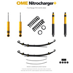 Zestaw zawieszenia OME Nitrocharger+ – Ford Ranger PX III 2019–2022, przód 45 mm, tył z dodatkowymi piórami, średnie obciążenie tyłu, mocniejsze tłumienie przodu, mocniejsze tłumienie tyłu