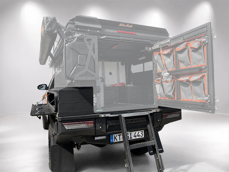 AluBlack Platforma ładunkowa ze skrzyniami do przechowywania do Toyota Hilux 2016+ z przedłużoną kabiną, zestaw do Alu-Cab ModCAP