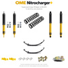Zestaw zawieszenia OME Nitrocharger+ – Toyota Land Cruiser 76 Diesel od 08.2016, 50 mm, stałe 400 kg tyłu, bez ciężkiego wyposażenia przodu, resory wielopiórowe, smarowalne wieszaki i sworznie, standardowe tłumienie tyłu
