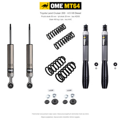 Zestaw OME MT64 – Toyota Land Cruiser 200 2007–2021 4.5 Diesel, przód 50/tył 20 mm, bez KDSS, stałe 400 kg z tyłu; przód mocniejsze; tył mocniejsze