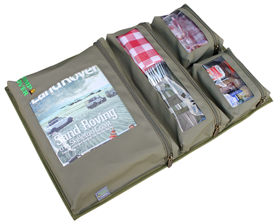 Organizer na drzwi Camp Cover z przezroczystymi kieszeniami — 4 kieszeni — kolor khaki