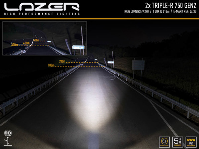 Zestaw dwóch lamp LAZER TRIPLE-R 750 (Gen2) z systemem montażu w fabrycznym grillu - Volkswagen Amarok (2023 -)