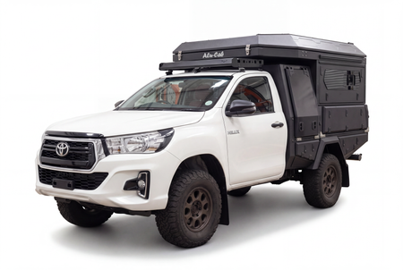 AluBlack Platforma ładunkowa ze skrzyniami do przechowywania do Toyota Hilux 2016+ z pojedynczą kabiną, zestaw do Alu-Cab ModCAP