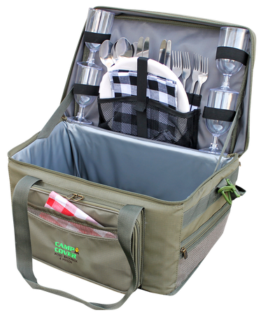 Torba termiczna piknikowa Camp Cover Deluxe dla 4 osób — kolor khaki