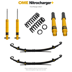 Zestaw zawieszenia OME Nitrocharger+ – Ford Ranger 2022+, lift 40 mm, średnie obciążenie tyłu, resory wielopiórowe