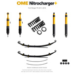 Zestaw zawieszenia OME Nitrocharger+ – Ford Ranger PX 2011–2018, przód 30 mm, tył z dodatkowymi piórami, średnie obciążenie tyłu, mocniejsze tłumienie przodu, mocniejsze tłumienie tyłu