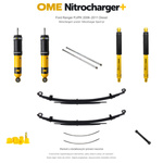 Zestaw zawieszenia OME Nitrocharger+ przód / Sport tył – Ford Ranger PJ/PK 2006–2011 Diesel, tył 20 mm, przód ponad 60 kg, drążki 1024 mm, stałe 400 kg z tyłu, Nitrocharger Sport z tyłu, dodatkowe pióra