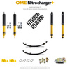 Zestaw zawieszenia OME Nitrocharger+ – Toyota LC78 Troop Carrier 4.5 V8 bez ABS 2007–2012, ok. 40/45 mm, ciężki przód, tył do 300 kg, stałe 200 kg tyłu, resory klasyczne, smarowalne mocowania